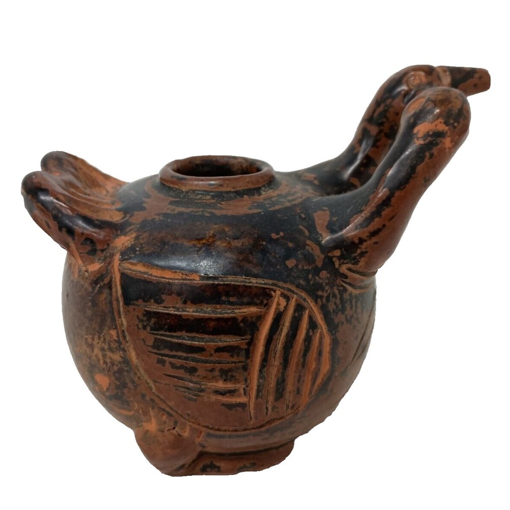 Antique Kissing Ducks‎ Vase Vessel Asian Pottery Primitive Rustic Terracotta